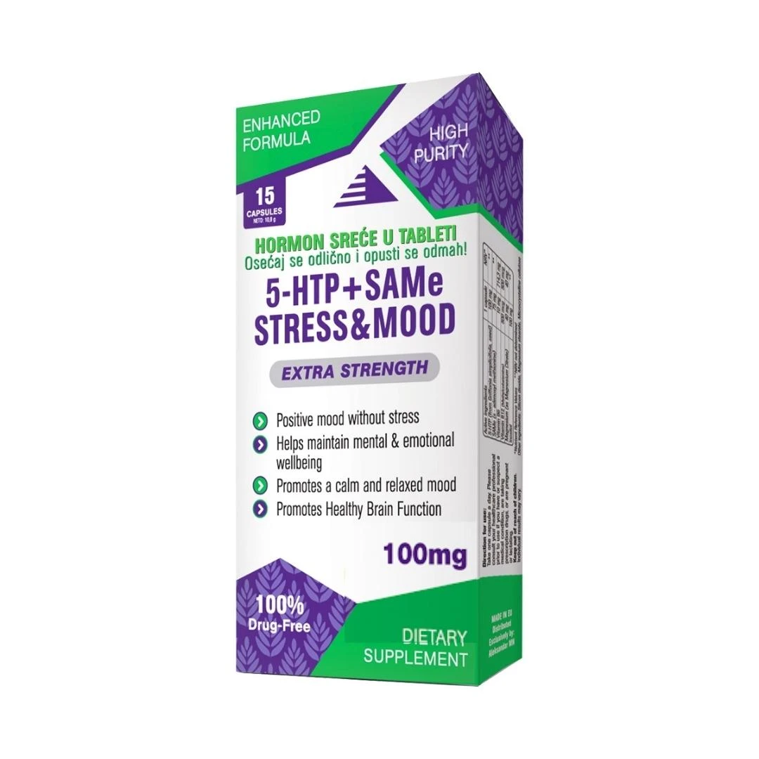 5HTP + SAMe STRESS & MOOD 15 Kapsula sa Serotoninom Hormon Sreće u Tableti