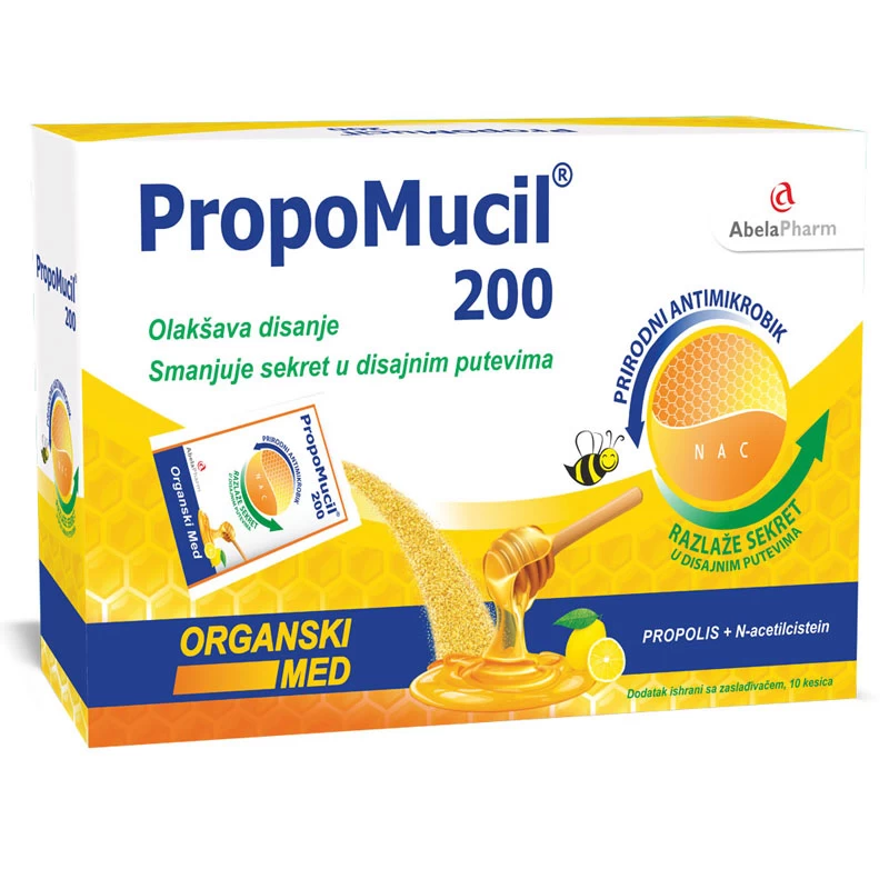 PropoMucil® sa Organskim Medom 200 10 Kesica za Iskašljavanje