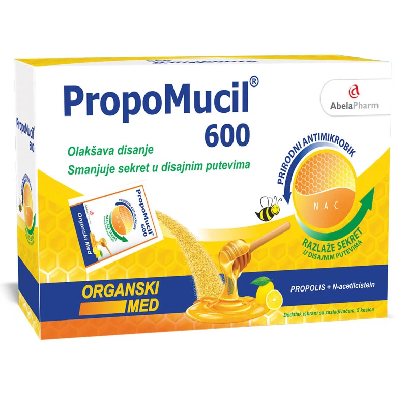 PropoMucil® sa Organskim Medom 600 5 Kesica za Iskašljavanje