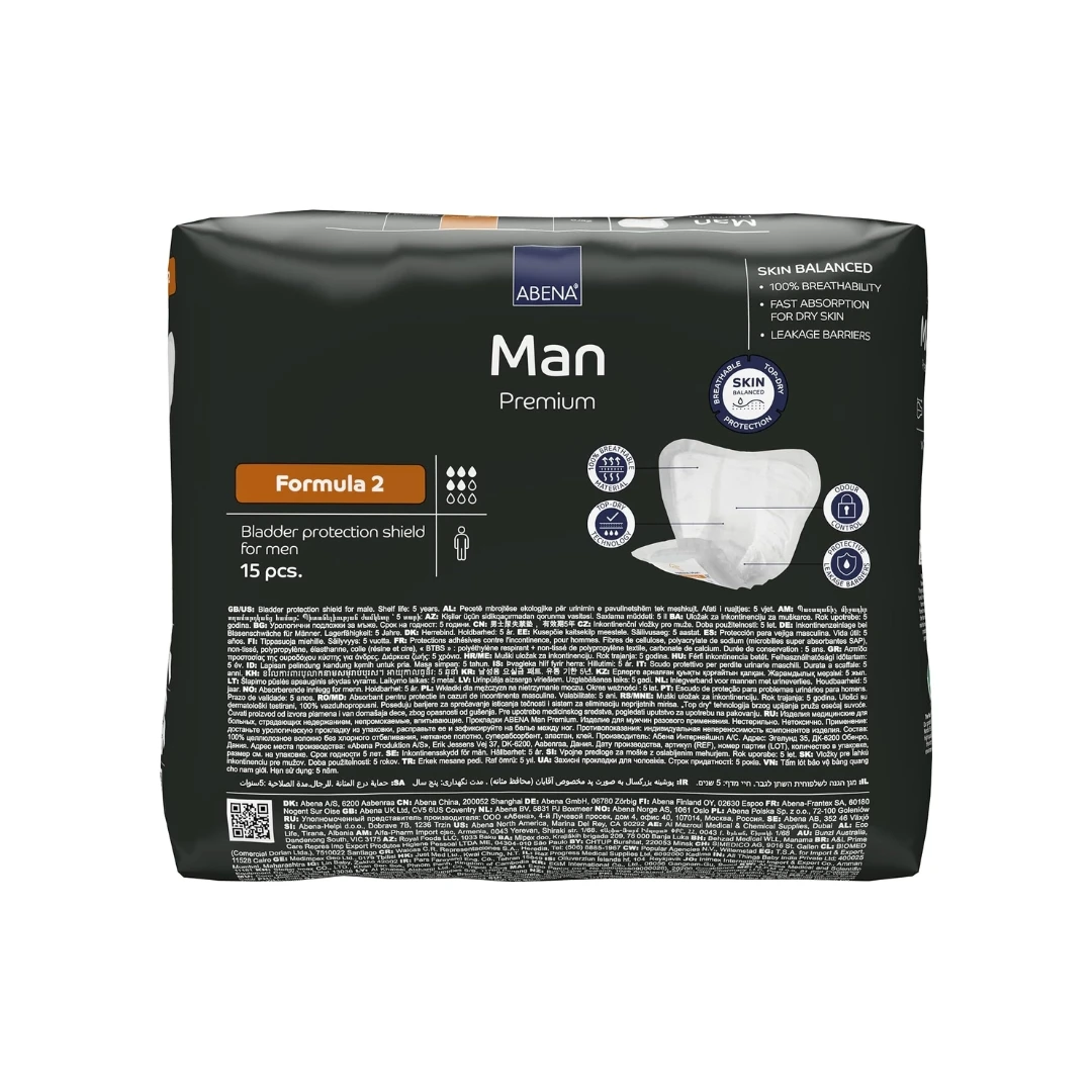 ABENA MAN Premium Ulošci za Inkontinenciju za Muškarce 15 Komada; Formula 2