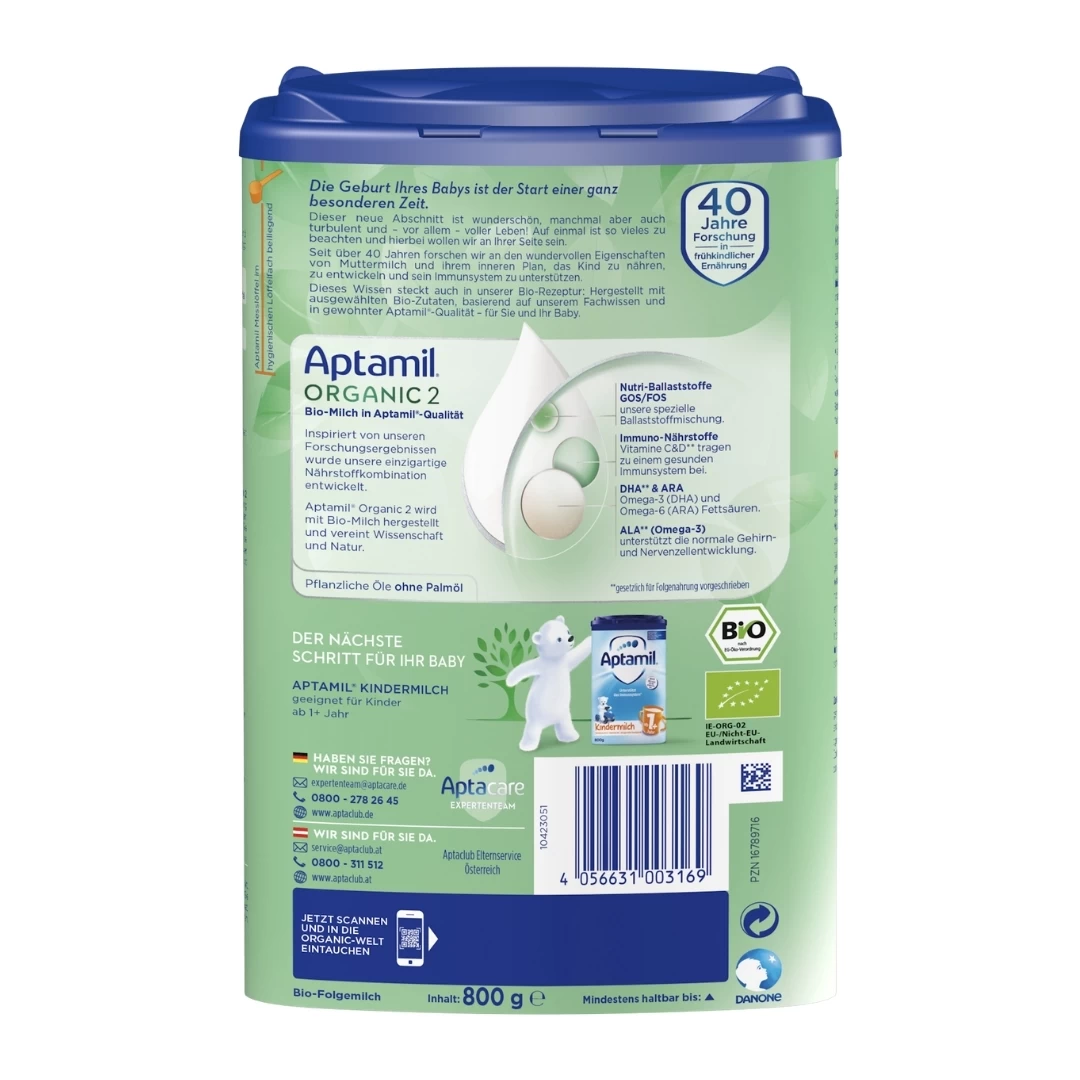 Aptamil® ORGANIC 2 Mleko Hrana za Bebe i Decu 800 g