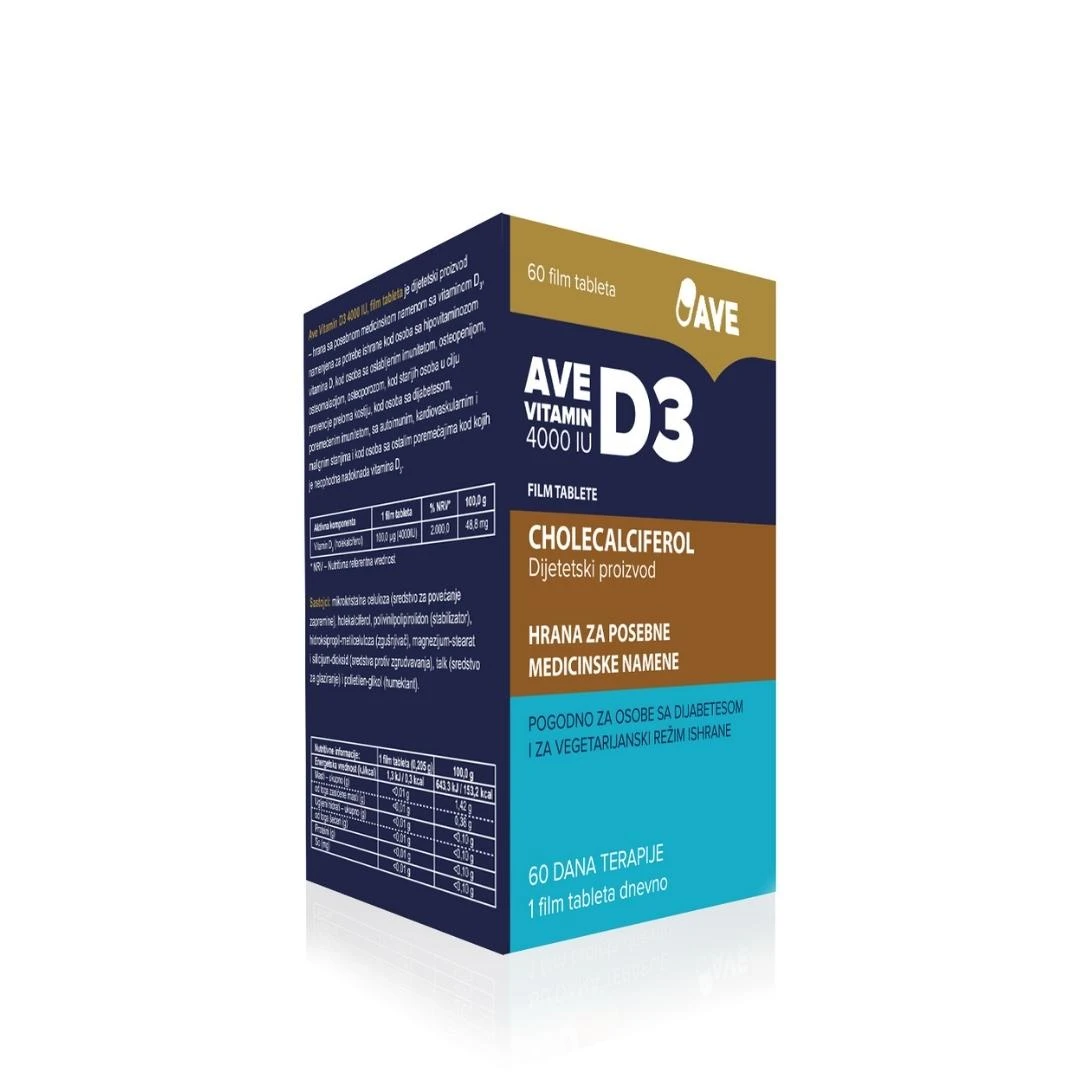 AVE Vitamin D3 4000 IU  Holekalciferol 60 Tableta
