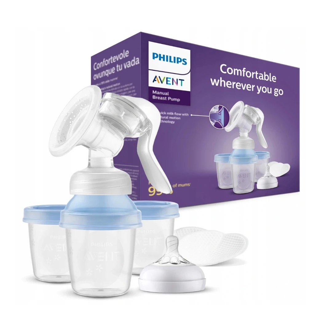 Philips AVENT Pumpica Ručna za Izmlazanje Mleka Natural + 3 Via Šolje sa Adapterom + Tupfer