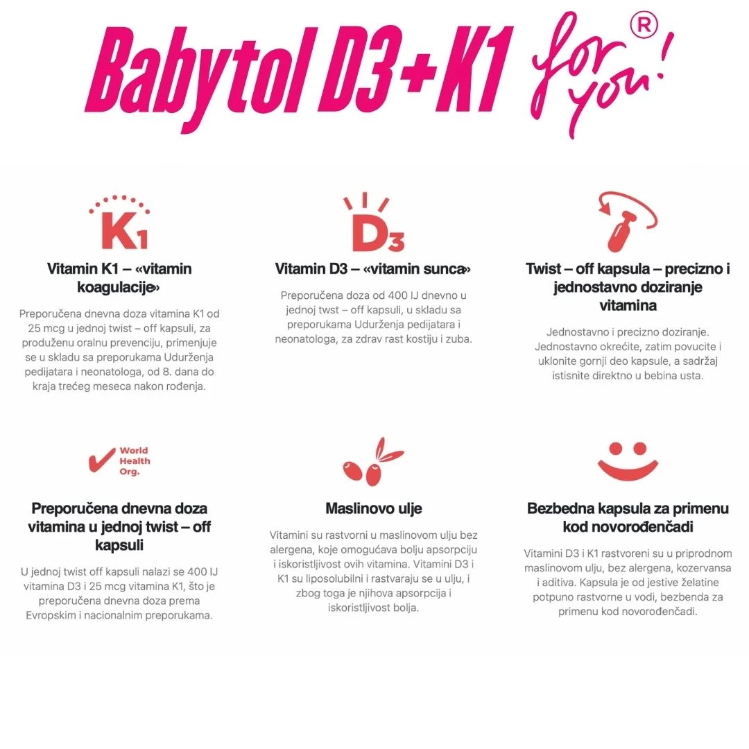 Babytol D3+K1 TWIST-OFF 30 Kapsula