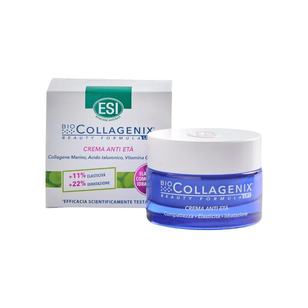 ESI Biocollagenix Lift Krema za Lice za Učvršćivanje Kože ANTI-AGE 50 mL; sa Morskim Kolagenom, Hijaluronskom Kiselinom, Argininom i Vitaminom C