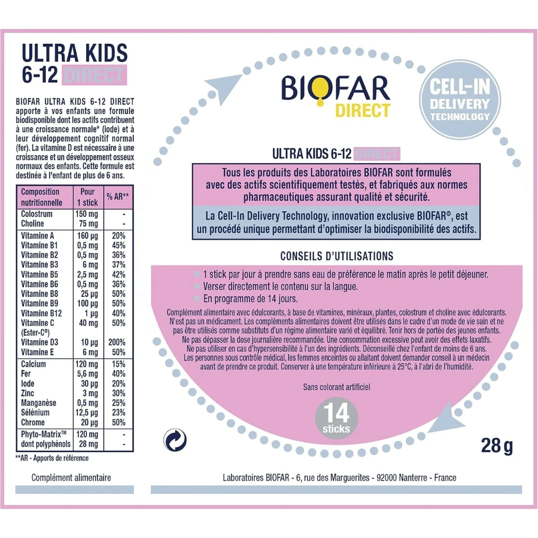 BIOFAR Direct ULTRA KIDS Vitamini za Decu od 6-12 Godina 14 Kesica