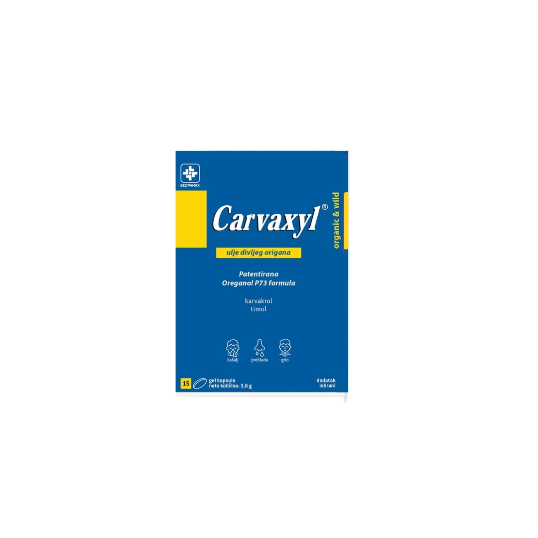 Carvaxyl® Divlji Origano 15 Gel Kapsula za Podizanje Imuniteta kod Prehlade i za Bolove u Grlu kao i Lečenje Kandidijaze