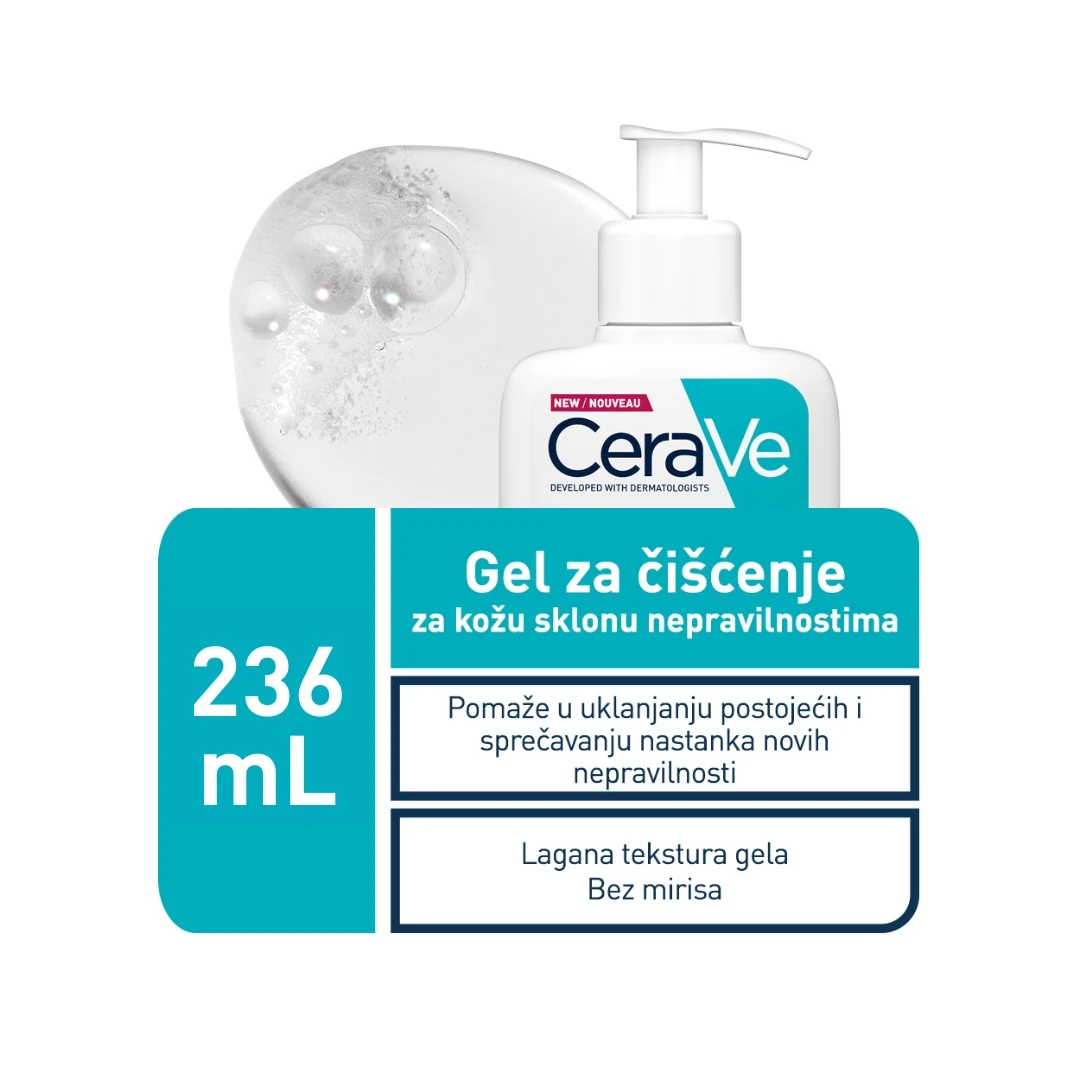 CeraVe® Blemish Control Gel za Čišćenje za Kožu Sklonu Nepravilnostima sa Salicilnom Kiselinom i Niacinamidom 236 mL