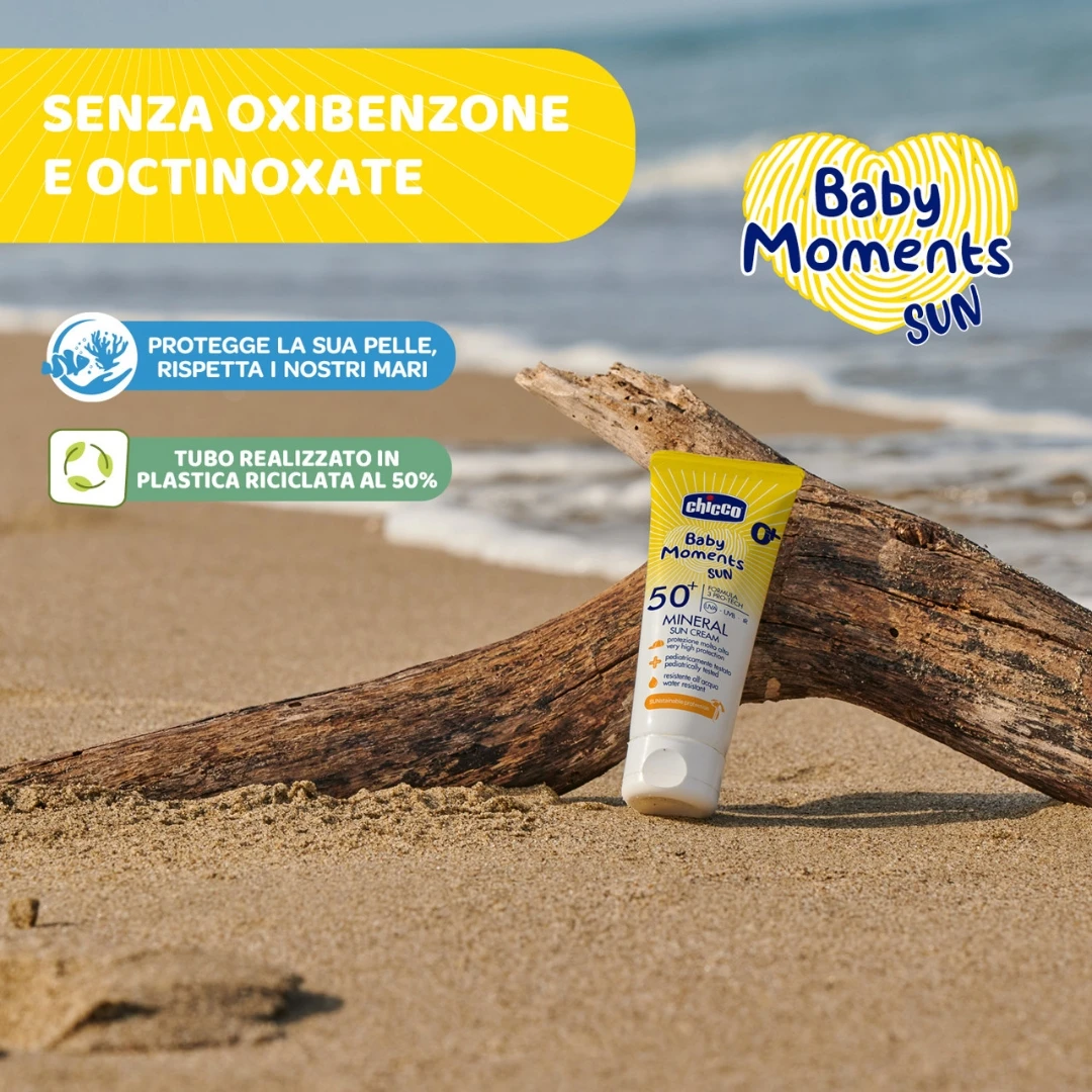 Chicco® Baby Moments SUN Mineralana Krema za Sunčanje SPF50+ Bez Hemijskih Filtera 75 mL