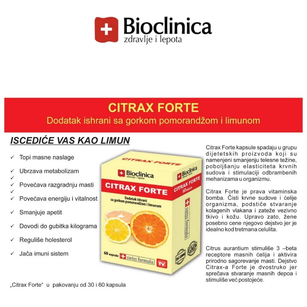 BIOCLINICA Citrax Forte 30 Kapsula za Mišavljenje