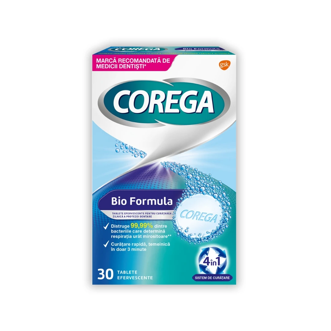 COREGA Tablete Bio Formula 30 Šumećih Tableta za Čišćenje Zubnih Proteza