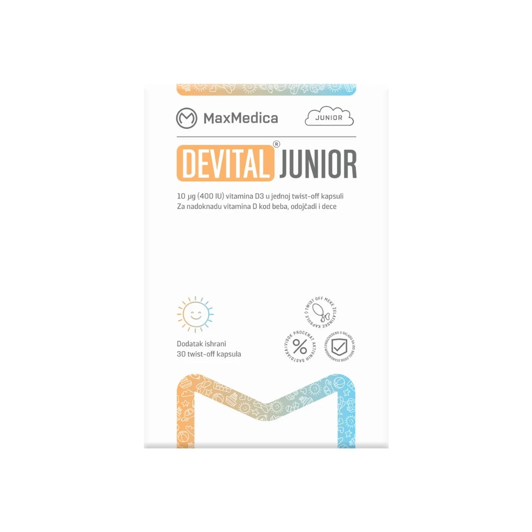 MaxMedica DEVITAL Junior 30 Twist-off Kapsula; D Vitamin za Bebe i Decu