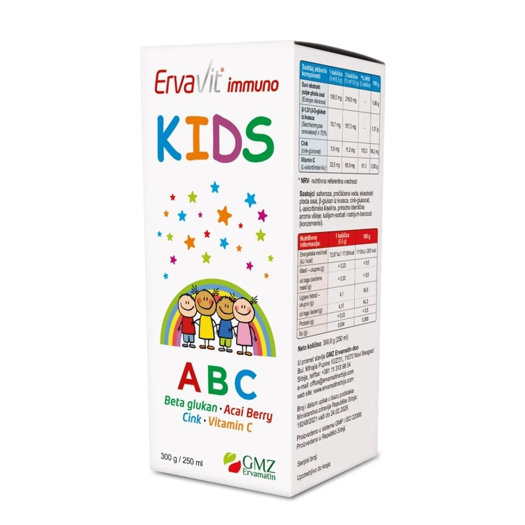 ErvaVit® Immuno Kids Sirup Beta Glukan za Decu 250 mL