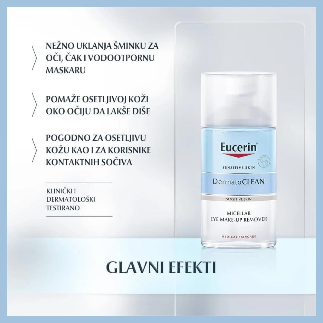 Eucerin® DermatoCLEAN Micelarno Dvofazno Sredstvo za Skidanje Vodootporne Šminke oko Očiju 125 mL