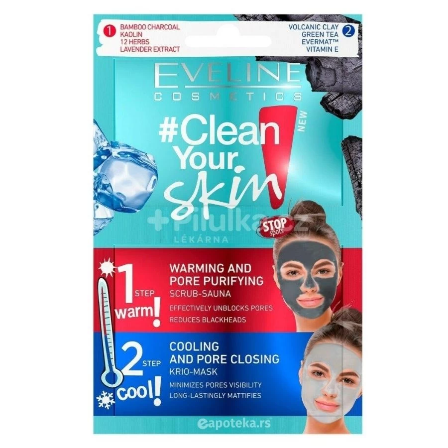 EVELINE Clean Your Skin Maska i Piling za Lice 2x5 mL