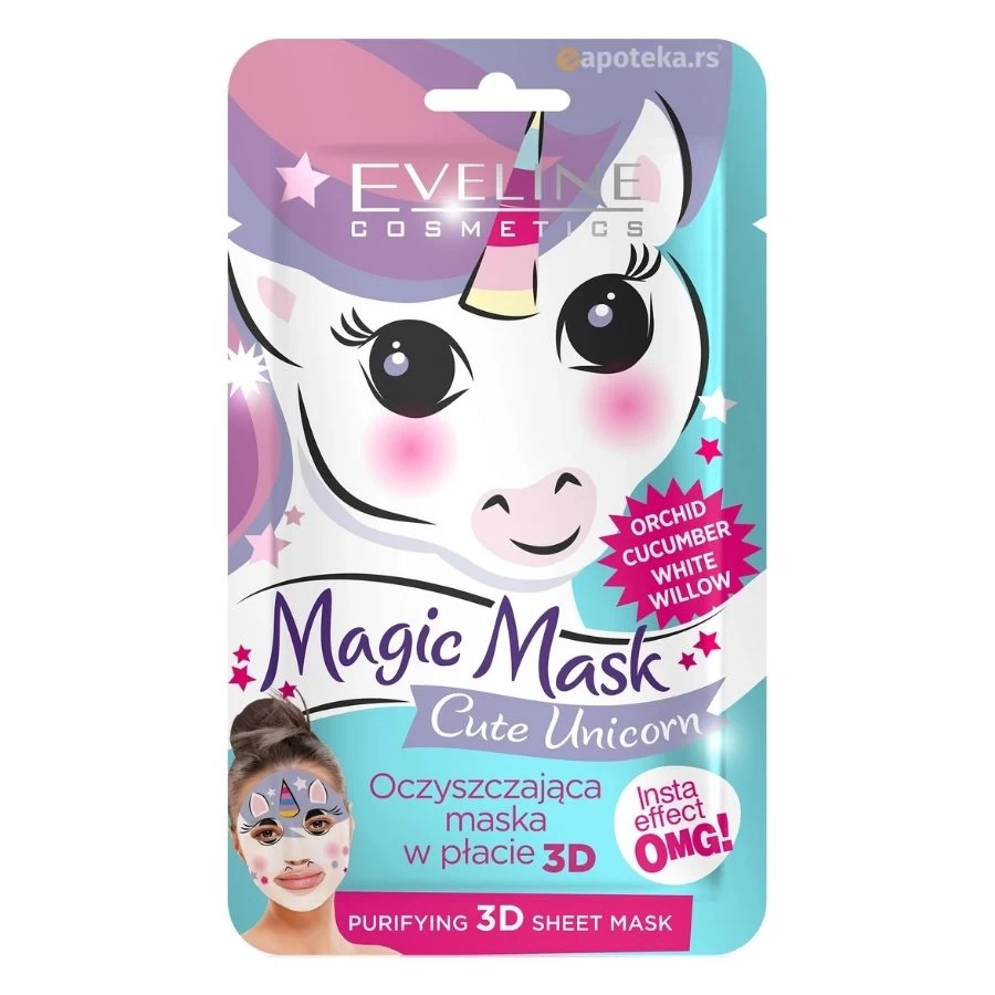 EVELINE Platnena Magic Maska za Čišćenje Lica Cute Unicorn