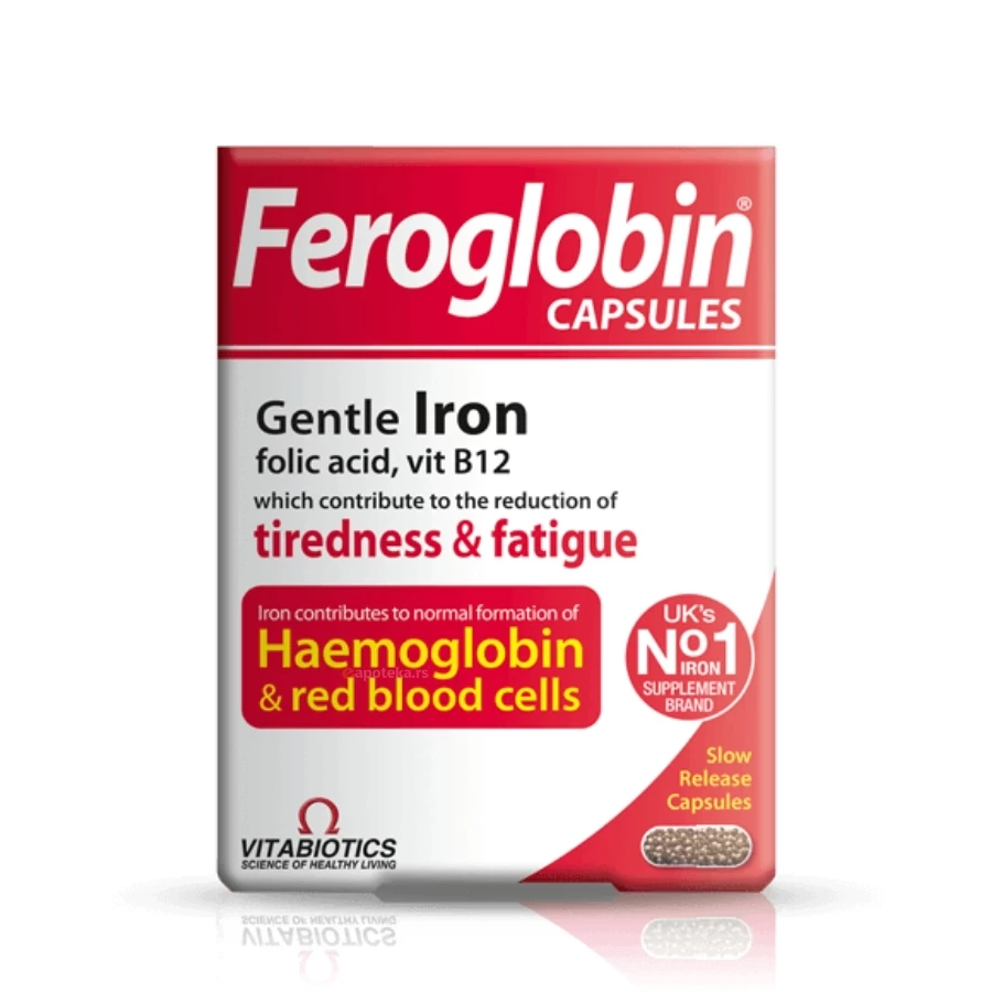 VITABIOTICS Feroglobin® 30 Kapsula Folnom Kiselinom i Gvožđem za Anemije