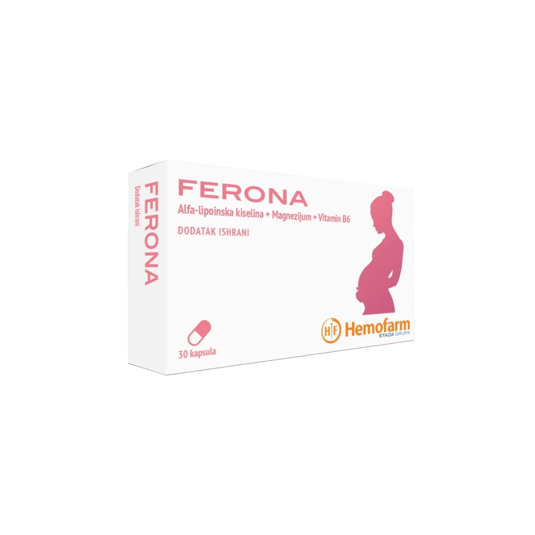 Hemofarm FERONA Alfa Lipoinska Kiselina 300 mg  Magnezijum i Vitamin B6 za Trudnice 30 Kapsula