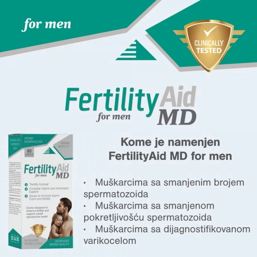Fertility Aid MD za Muškarce 60 Tableta za Pokretljivost Spermatozoida