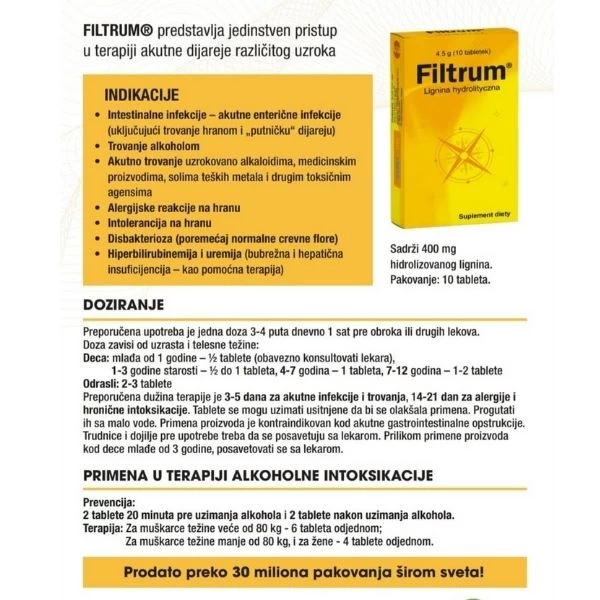 Filtrum® 400 mg 10 Tableta protiv Dijareje