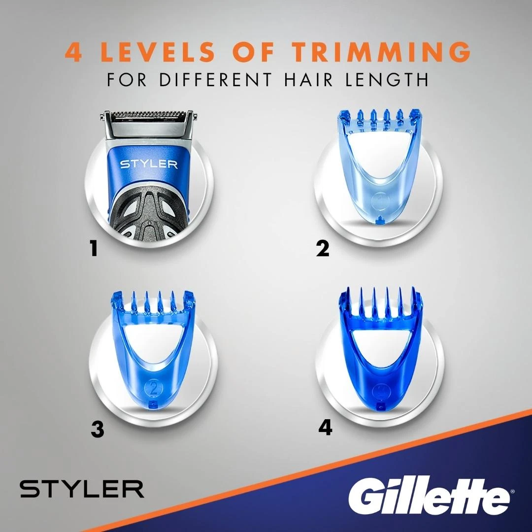 Gillette® Vodootporni STYLER 4u1; Električni Brijač sa Trimerom