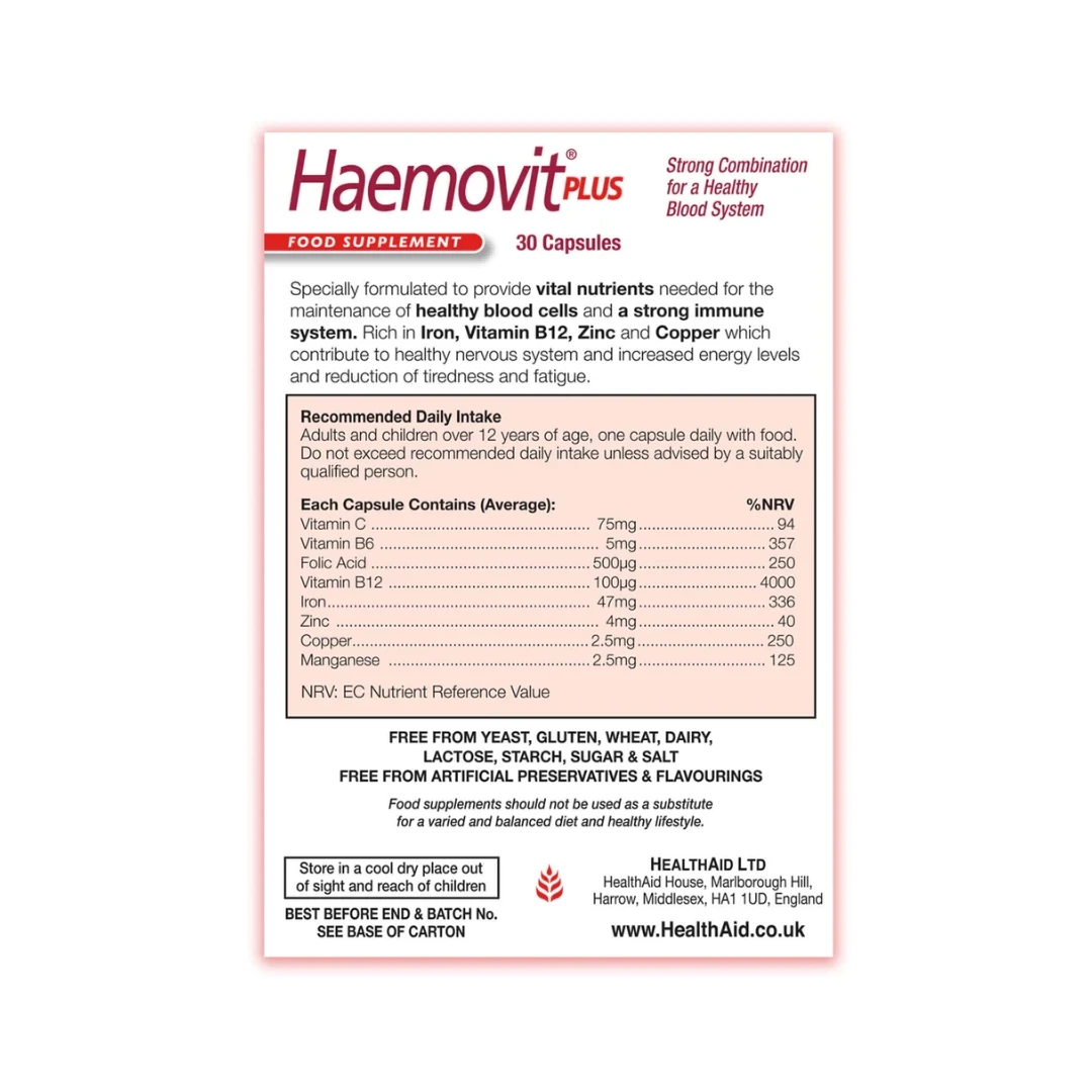 HealthAid Haemovit® PLUS 30 Kapsula; Nedostatak Gvožđa i Anemija