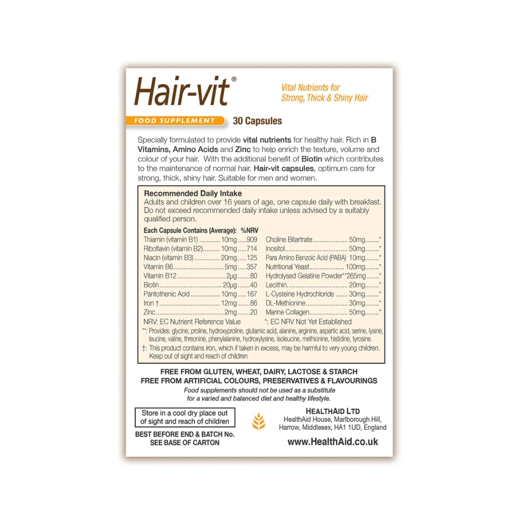 HealtAid Hair-vit® 30 Kapsula za Jaku i Zdravu Kosu
