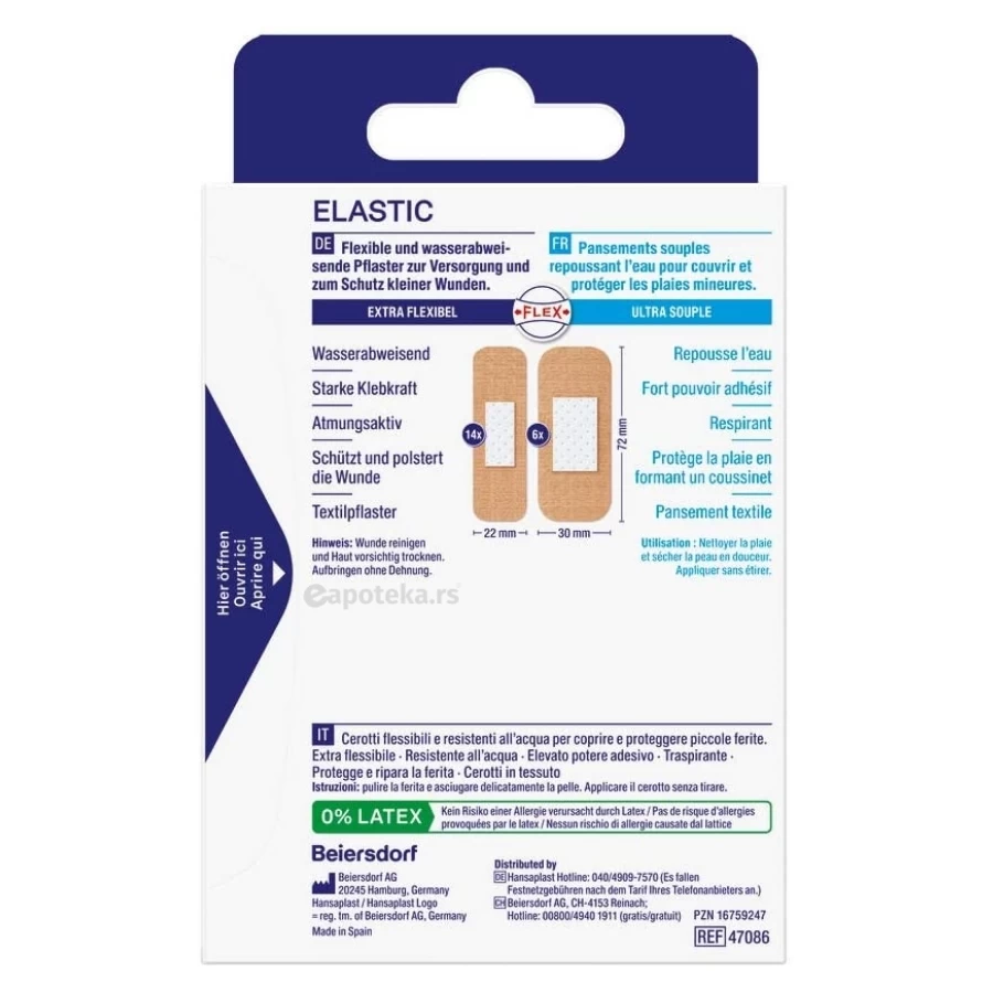 Hansaplast ELASTIC 20 Elastičnih Flastera