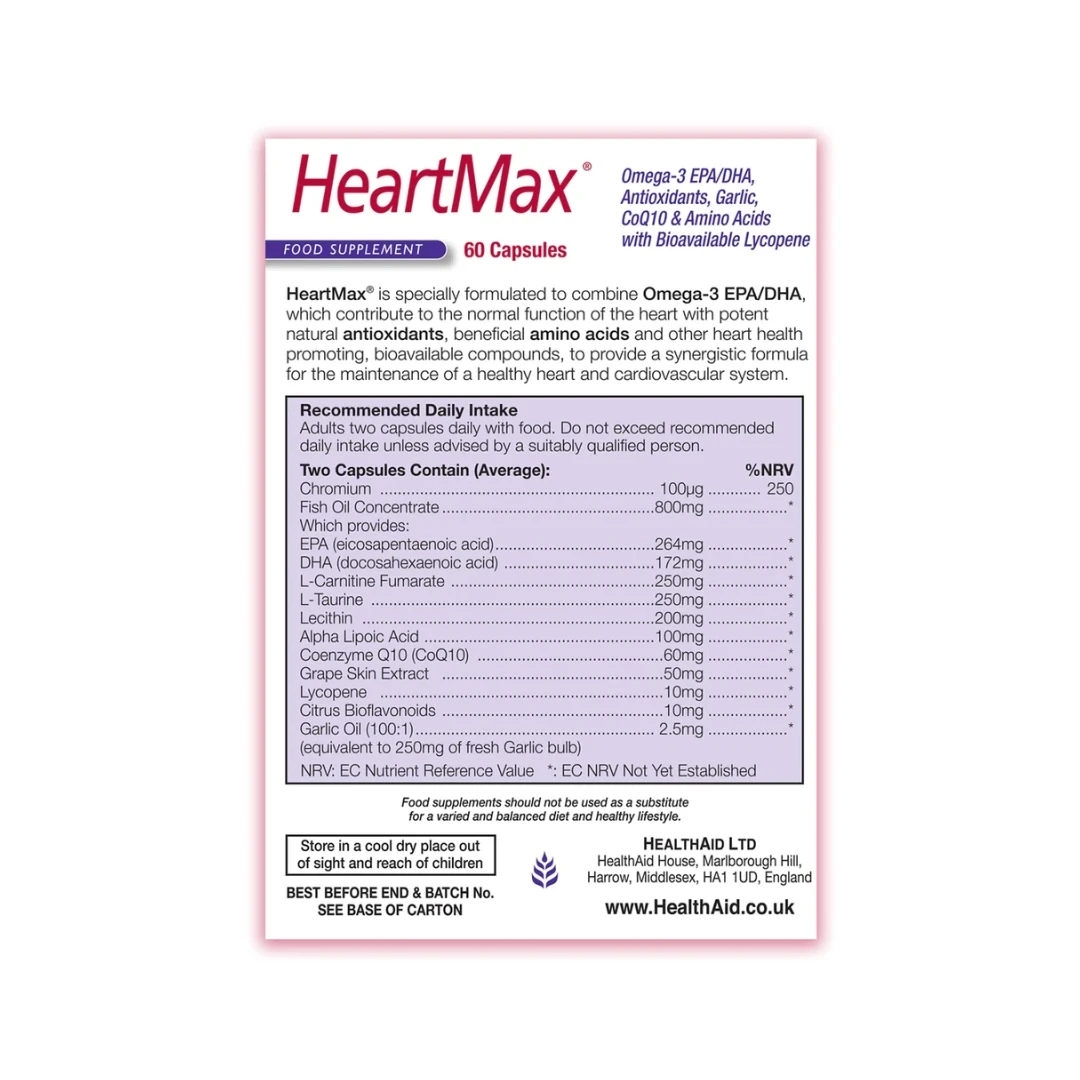 HealthAid HeartMax® 60 Kapsula za Zdravo Srce i Dobru Cirkulaciju