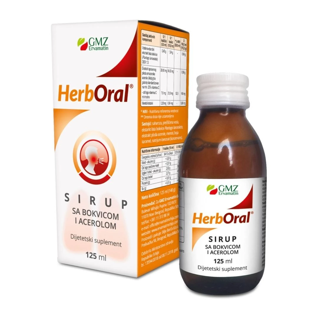 HerbOral® Sirup Protiv Kašlja sa Bokvicom i Acerolom 125 mL