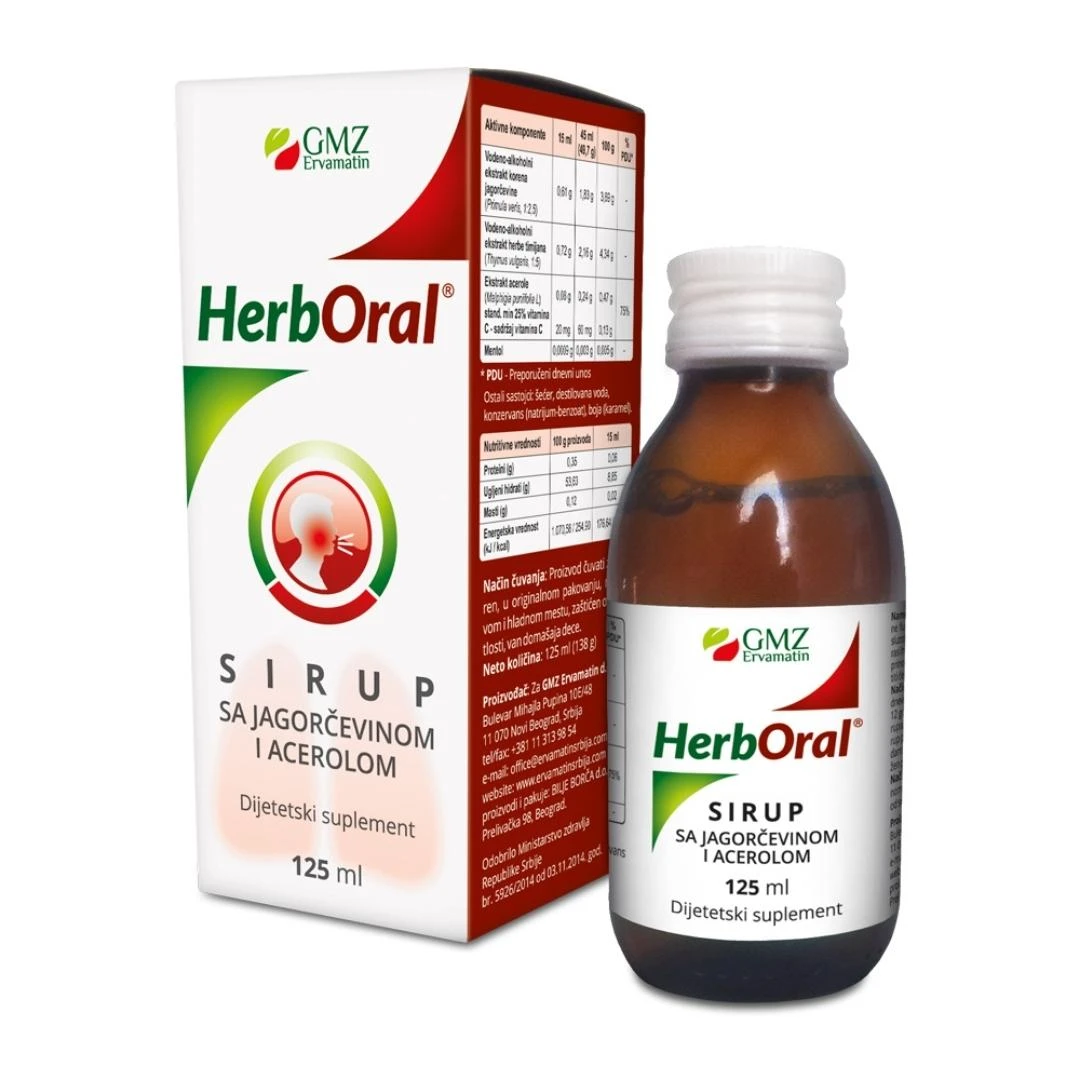 HerbOral® Sirup Protiv Kašlja sa Jagorčevinom i Acerolom 125 mL