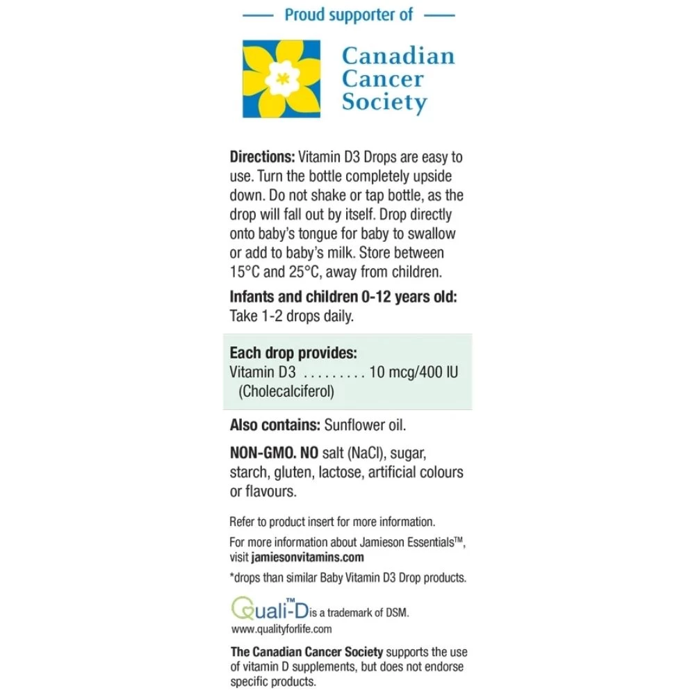 Jamieson™ Baby D Vitamin 400 IU 11,7 mL, eApoteka