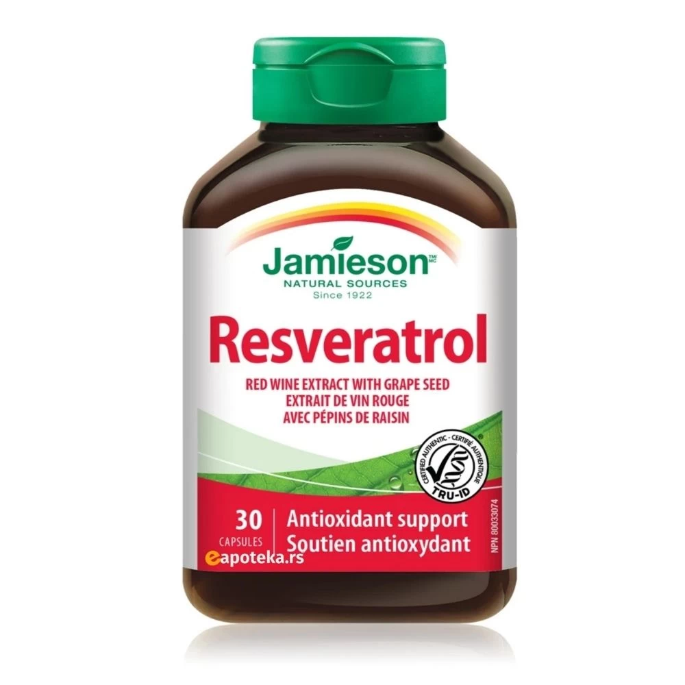 Jamieson™ Resveratrol Ekstrakt  Crvenog Vina sa Semenom Grožđa  30 Kapsula
