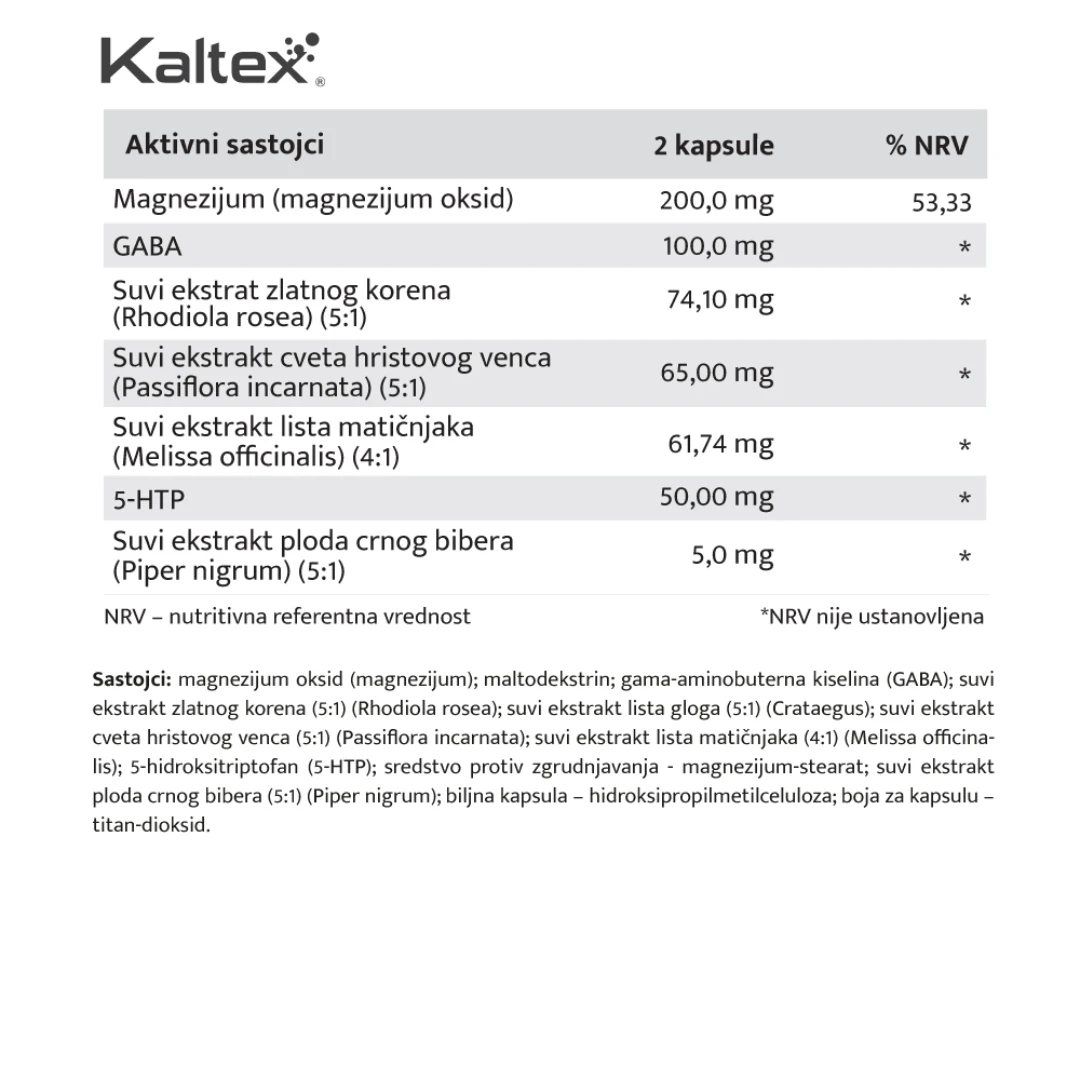 Kaltex Daily STRESS Support 5-HTP i GABA 30 Kapsula protiv Stresa i Napetosti