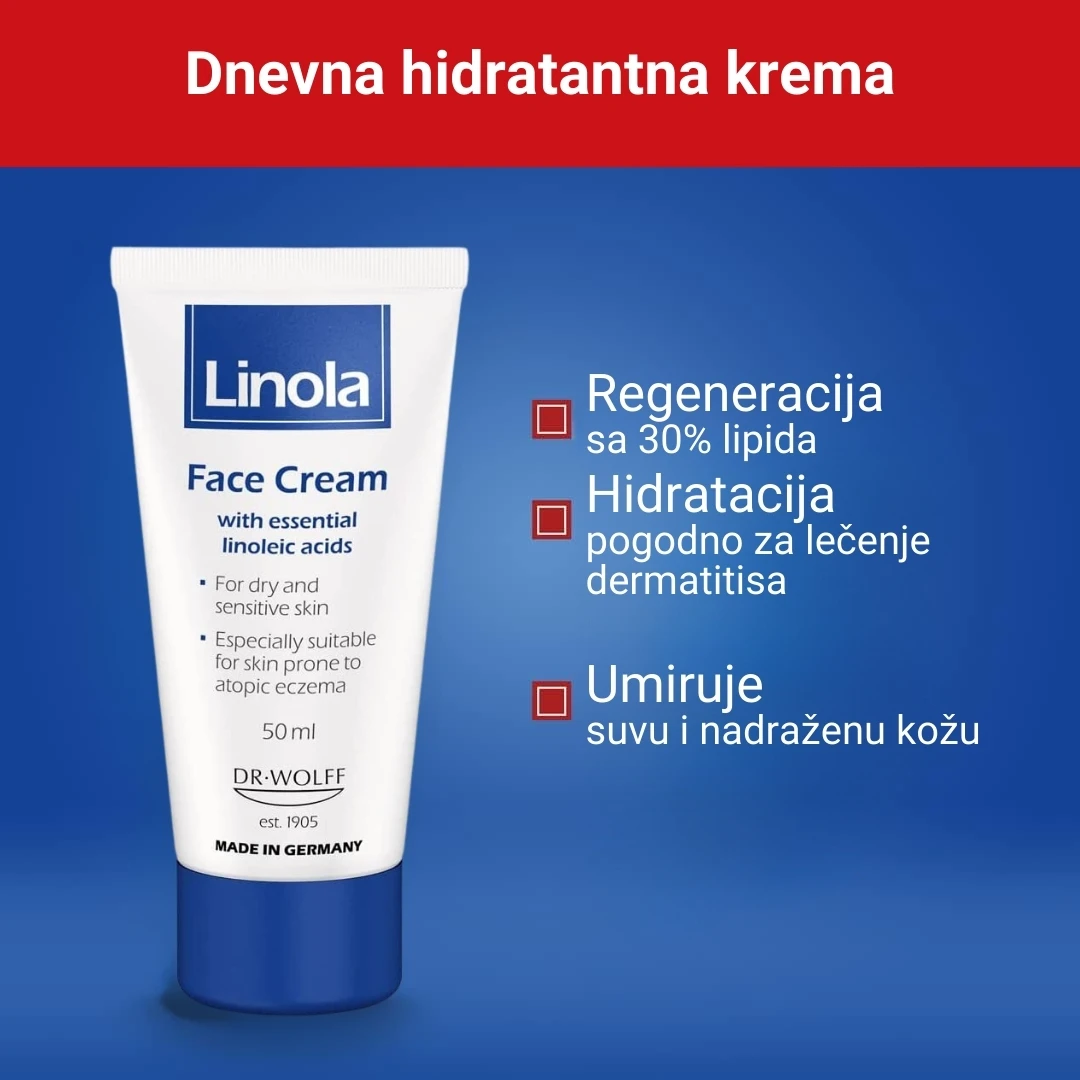Linola® Krema za Lice Gesicht sa Linolnom Kiselinom za Suvu Kožu Koja Svrbi 50 mL
