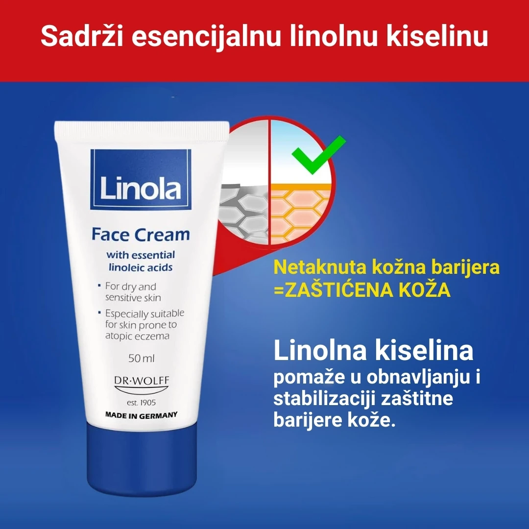 Linola® Krema za Lice Gesicht sa Linolnom Kiselinom za Suvu Kožu Koja Svrbi 50 mL