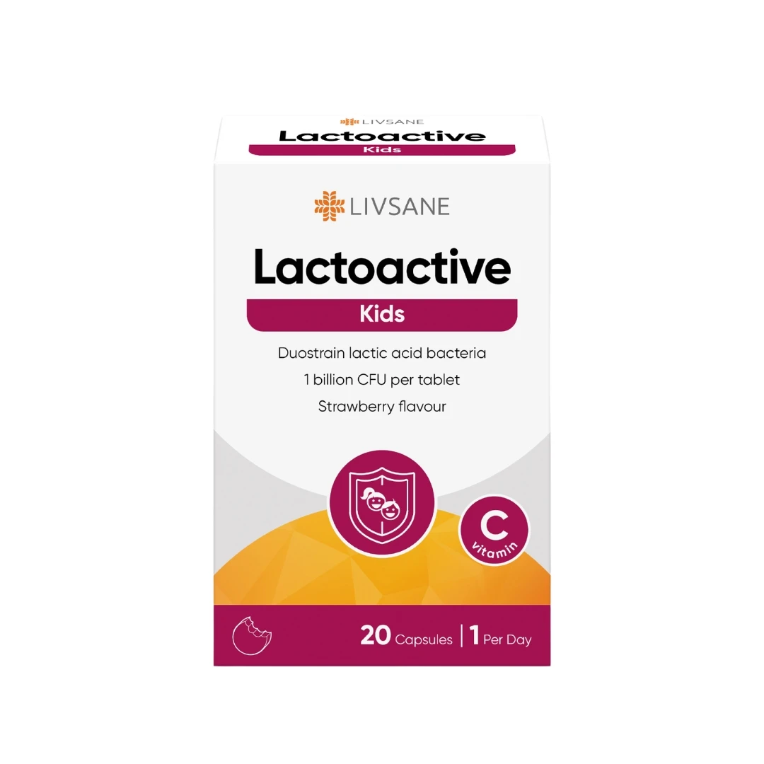 LIVSANE Probiotik Lactoactive Kids sa Vitaminom C 20 Tableta za Žvakanje sa Ukusom Jagode