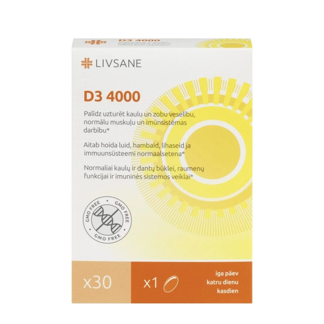 LIVSANE Vitamin D3 Visoka Doza 4000 IU 30 Kapsula