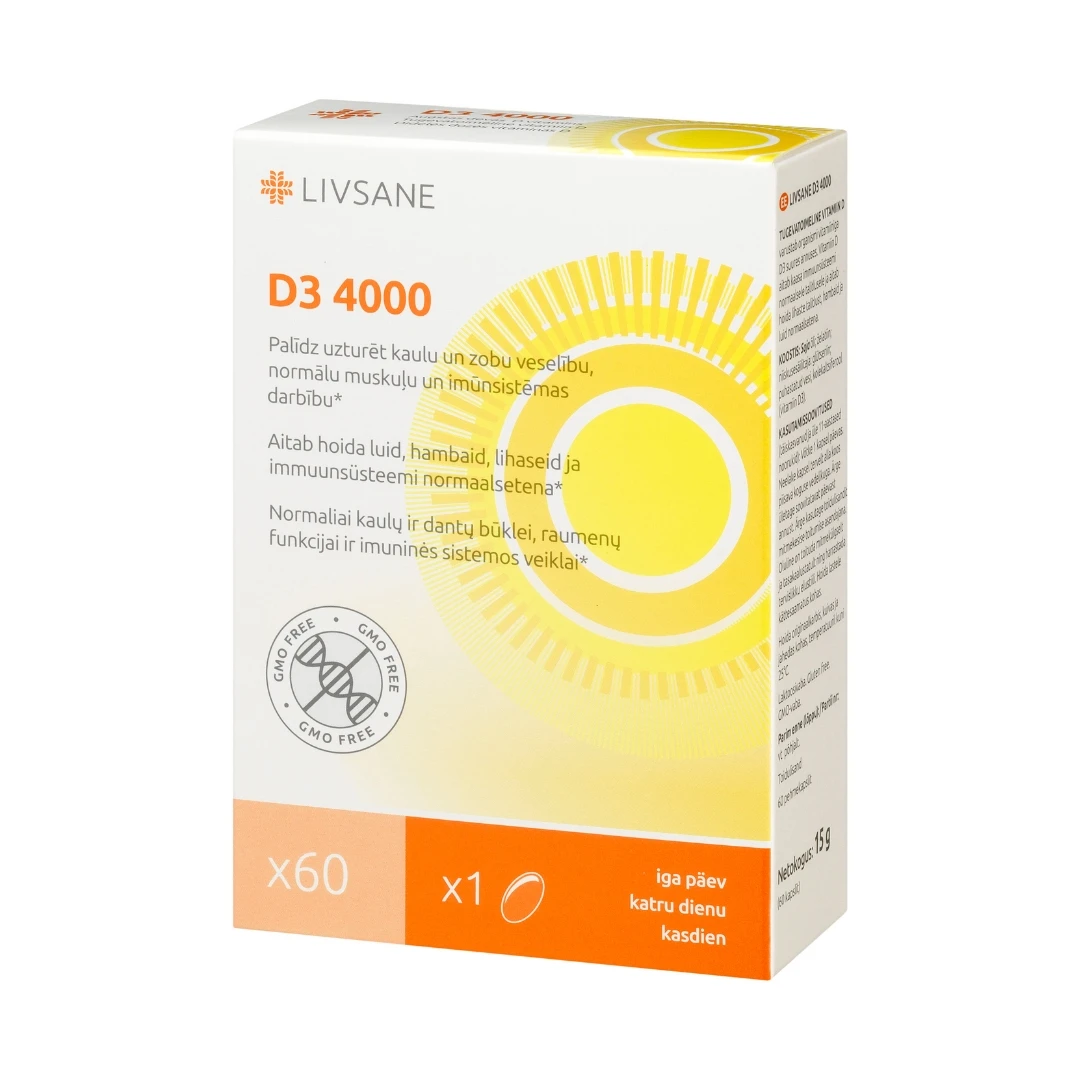 LIVSANE Vitamin D3 Visoka Doza 4000 IU 60 Kapsula sa Holekalciferolom