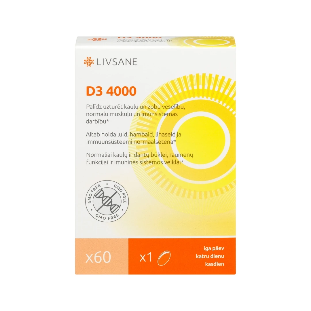 LIVSANE Vitamin D3 Visoka Doza 4000 IU 60 Kapsula sa Holekalciferolom