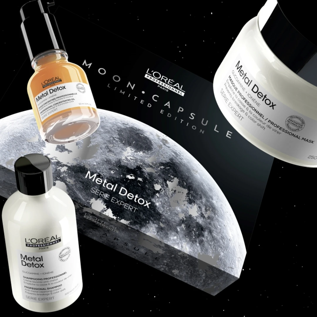 L’Oréal Professionnel SERIE EXPERT Metal Detox MOON CAPSULE TRIO POKLON SET; Promo Pakovanje Šampon, Maska I Ulje