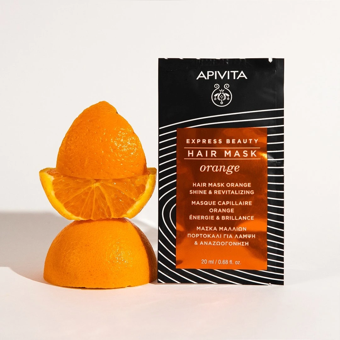 APIVITA Express Beauty Maska za Sjaj i Revitalizaciju Kose sa Narandžom 20 mL za Jednokratnu Upotrebu