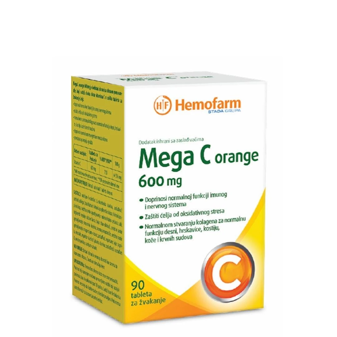 Mega C Orange 600 mg Tablete za Žvakanje 90 Komada