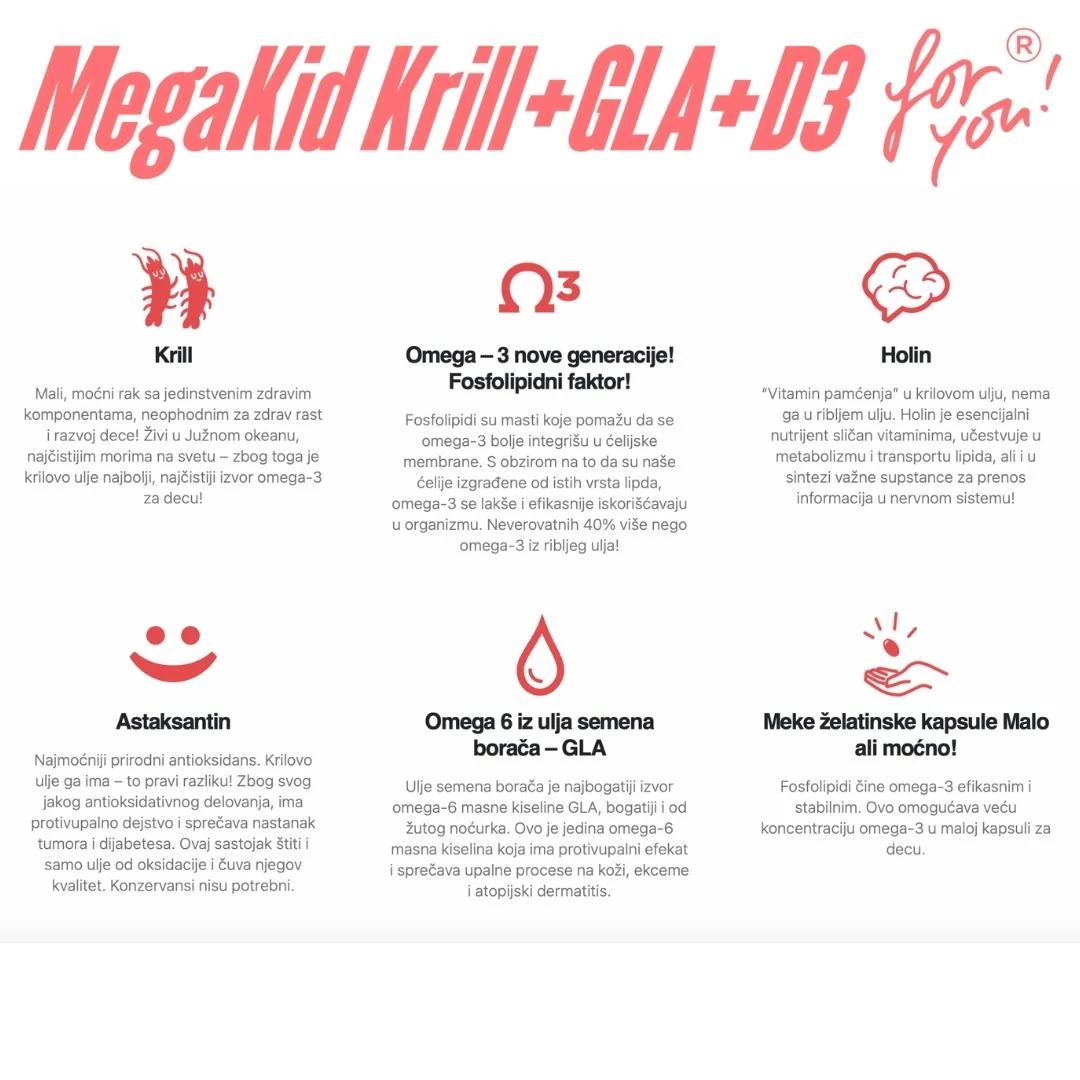 MegaKid Krill GLA+D3 30 Mekih Kapsula