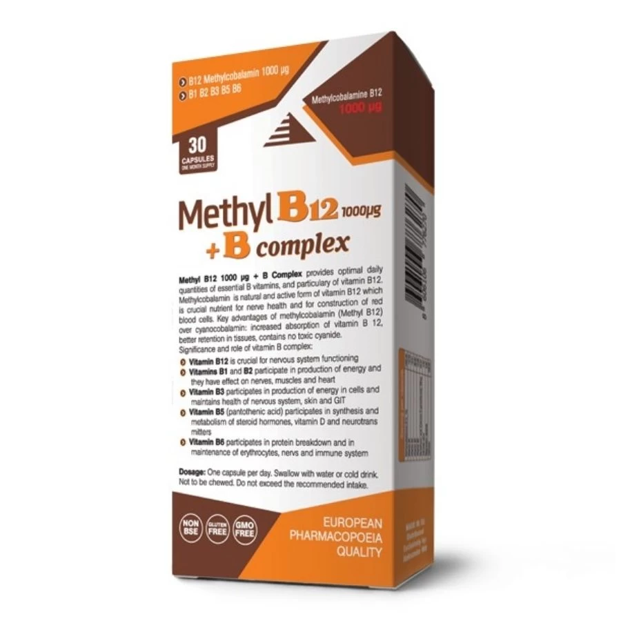 Methyl B12 1000 mcg + B complex 30 Kapsula Vitamin B12 Kompleks