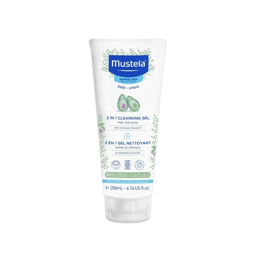 Mustela® 2u1 Šampon za Pranje Kose i Tela sa Organskim Avokadom 200 mL