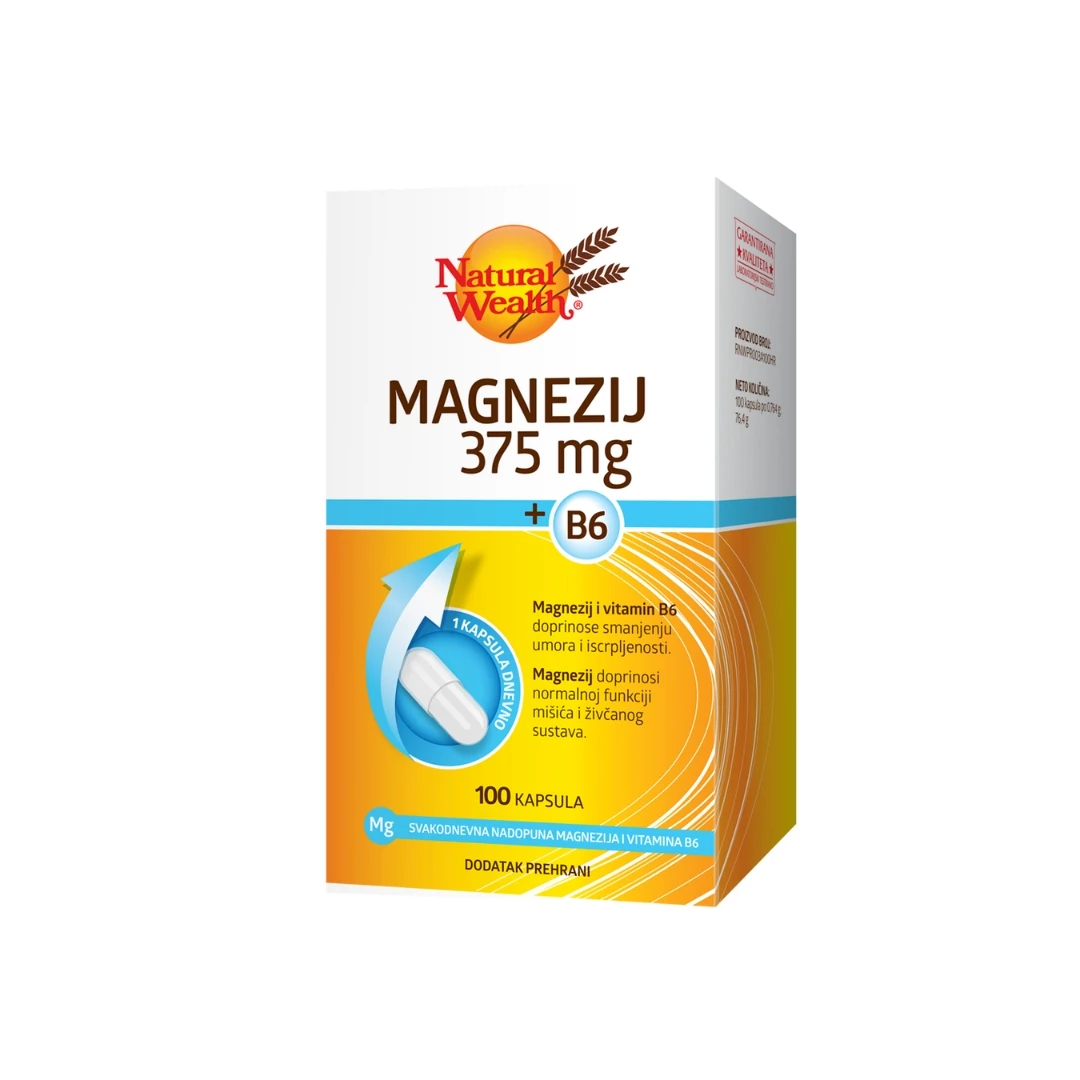 Natural Wealth® MAGNEZIJUM 375 mg i Vitamin B6 100 kapsula