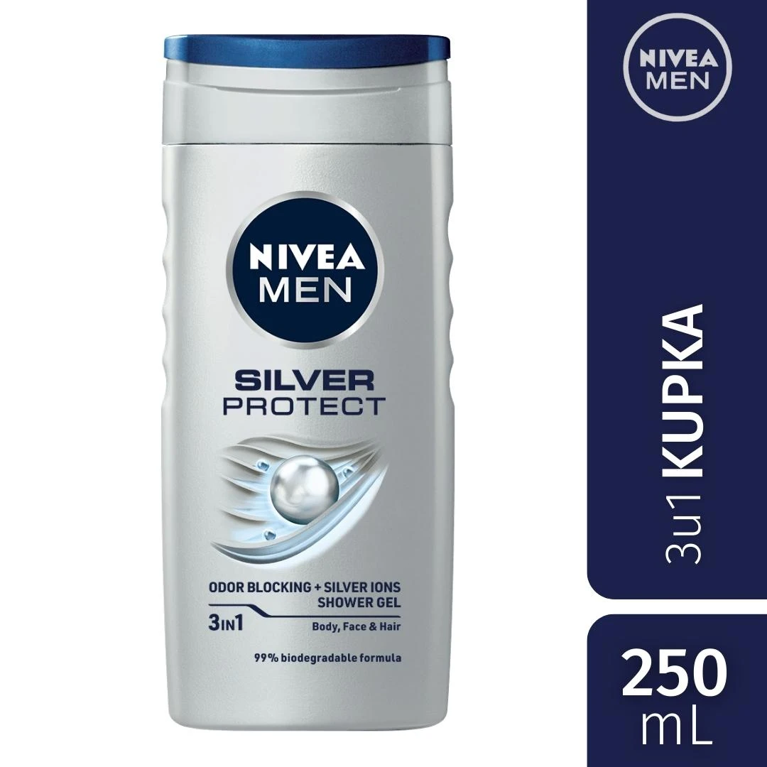 NIVEA Men Silver Protect Kupka sa Srebrom za Telo, Lice i Kosu 250 mL