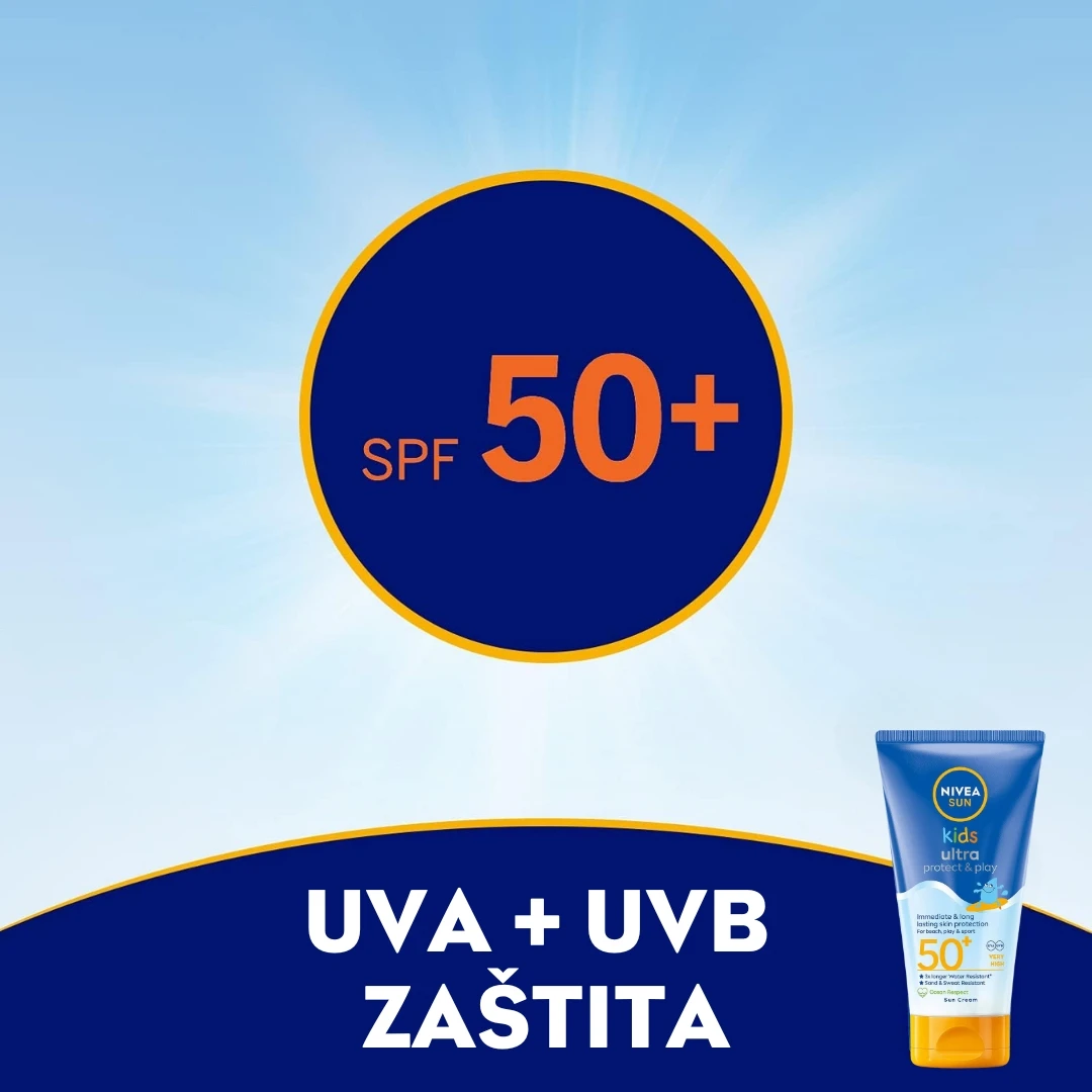 NIVEA SUN Losion za Zaštitu od Sunca KIDS ULTRA Protect&Play SPF50+ 150 mL; za Zaštitu Osetljive Dečje Kože od Sunca