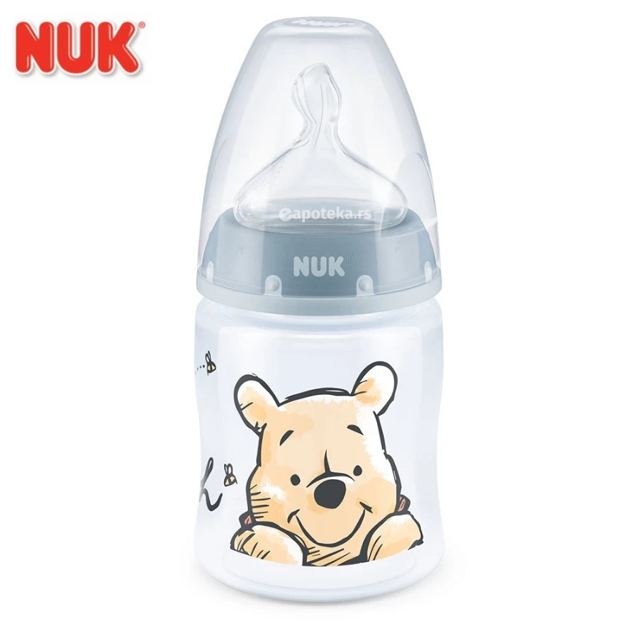 NUK® Flašica Plastična sa Indikatorom Temperature Winnie the Pooh, 0-6m, 150 mL